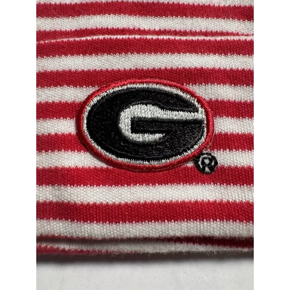 Georgia Bulldogs Baby Beanie Newborn Red White Striped Cotton UGA NCAA Hat